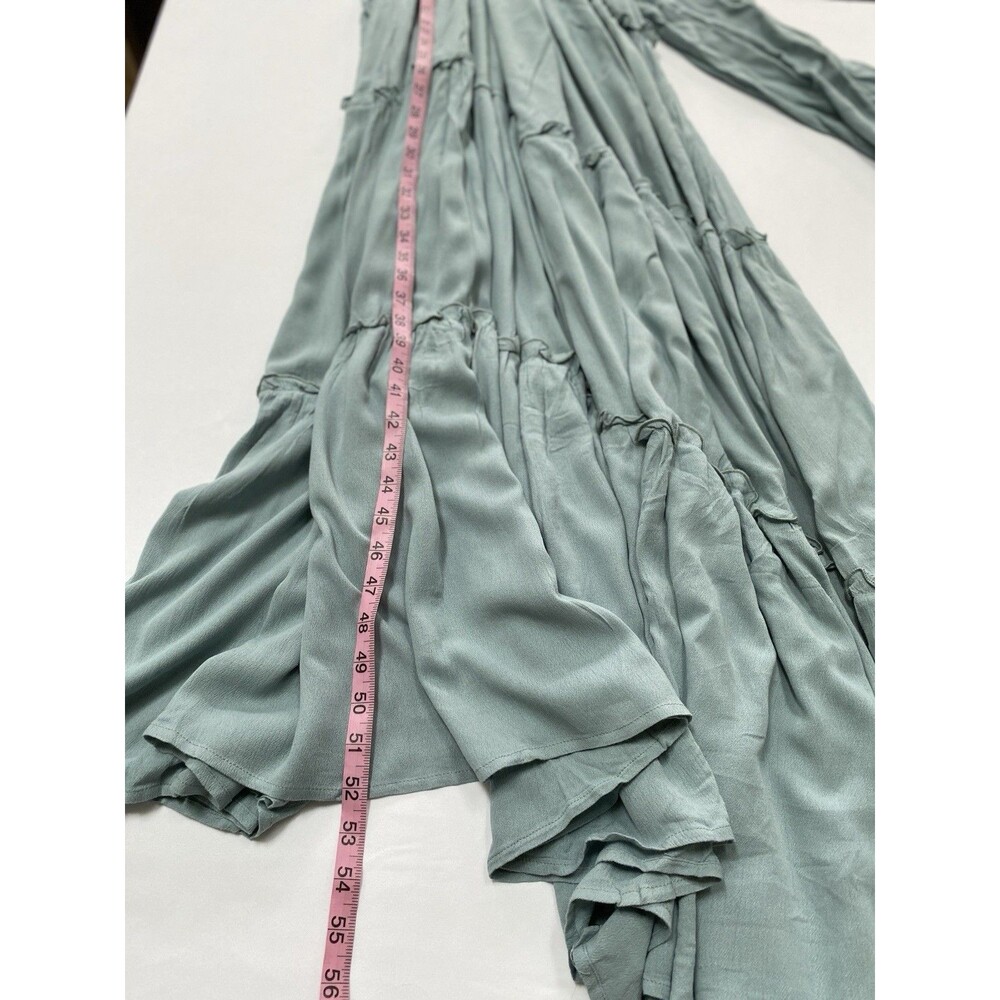 SHEIN XL Sage Green Tiered Ruffle Maxi Dress Cottagecore - Picture 4 of 6